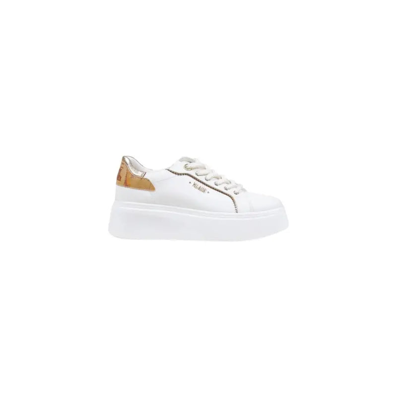 Alviero Martini Prima Classe white sporty women’s sneakers with gold heel tab