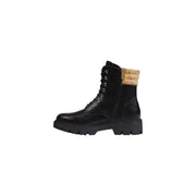 Alviero Martini Prima Classe women’s black zip combat boots with cork lining and silver eyelets