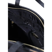 Black leather Alviero Martini Prima Classe tote bag with gold-tone zipper and logo interior lining 29cm PVC handbag