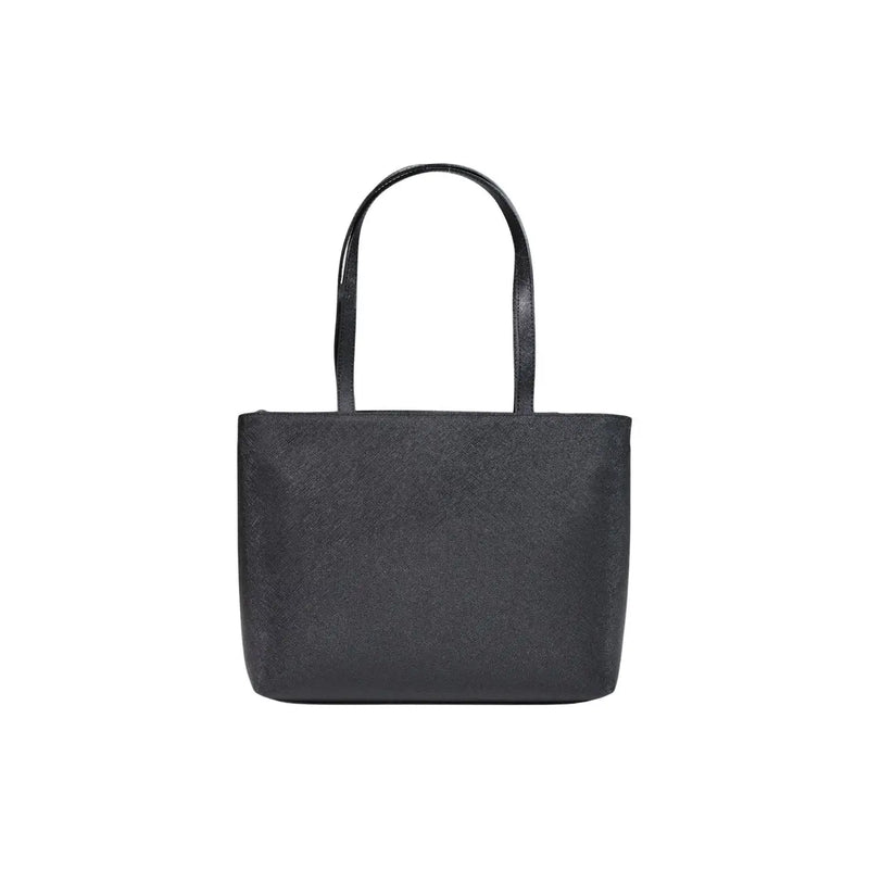 Black textured Alviero Martini Prima Classe tote bag in PVC with sleek curved handles 29cm size for women
