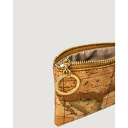 Alviero Martini Prima Classe women leather bag beige small with a compact vintage map pattern pouch and gold-tone zipper