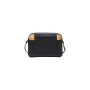 Alviero Martini Prima Classe Black crossbody bag with cork accents and minimalist design W27 cm for women