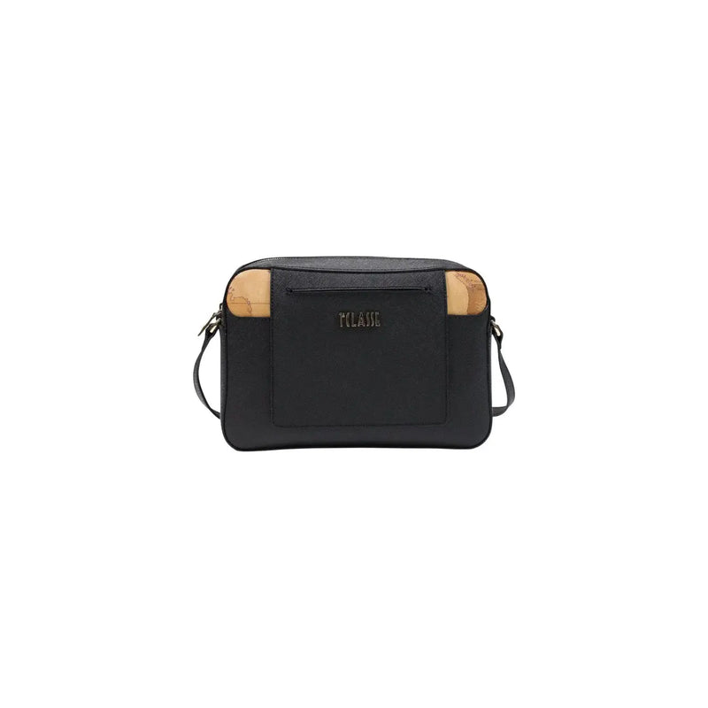 Alviero Martini Prima Classe Black crossbody bag with cork accents and minimalist design W27 cm for women