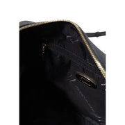 Alviero Martini Prima Classe women shoulder bag black nylon with gold-tone zipper and small oval metal plaque inside