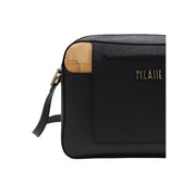 Alviero Martini Prima Classe women shoulder bag black textured leather with tan map pattern and gold-tone hardware W27 cm