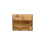 Alviero Martini Prima Classe Damengeldbörse aus beigefarbenem Leder mit Vintage-Motiv (Antike Landkarte und Segelschiff), 12 x 10 x 2 cm
