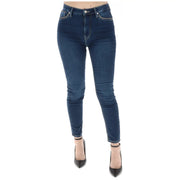 Blaue High-Waist-Skinny-Jeans von Alviero Martini für Damen aus Baumwolldenim mit klassischer Struktur und dezenten Waschungsdetails