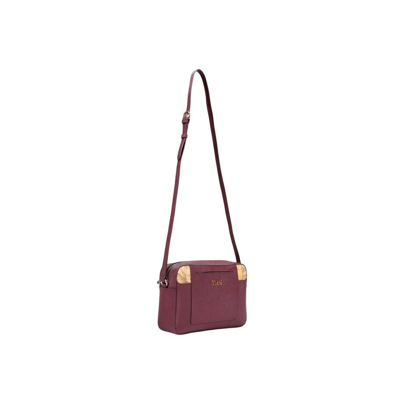 Alviero martini women bordeaux shoulder bag 27 cm burgundy leather crossbody with gold hardware and cork accents