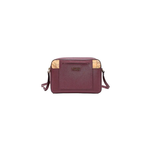 Alviero Martini Damen-Schultertasche in Bordeauxrot, 27 cm, Umhängetasche mit Korkdetails und strukturierter Lederoberfläche