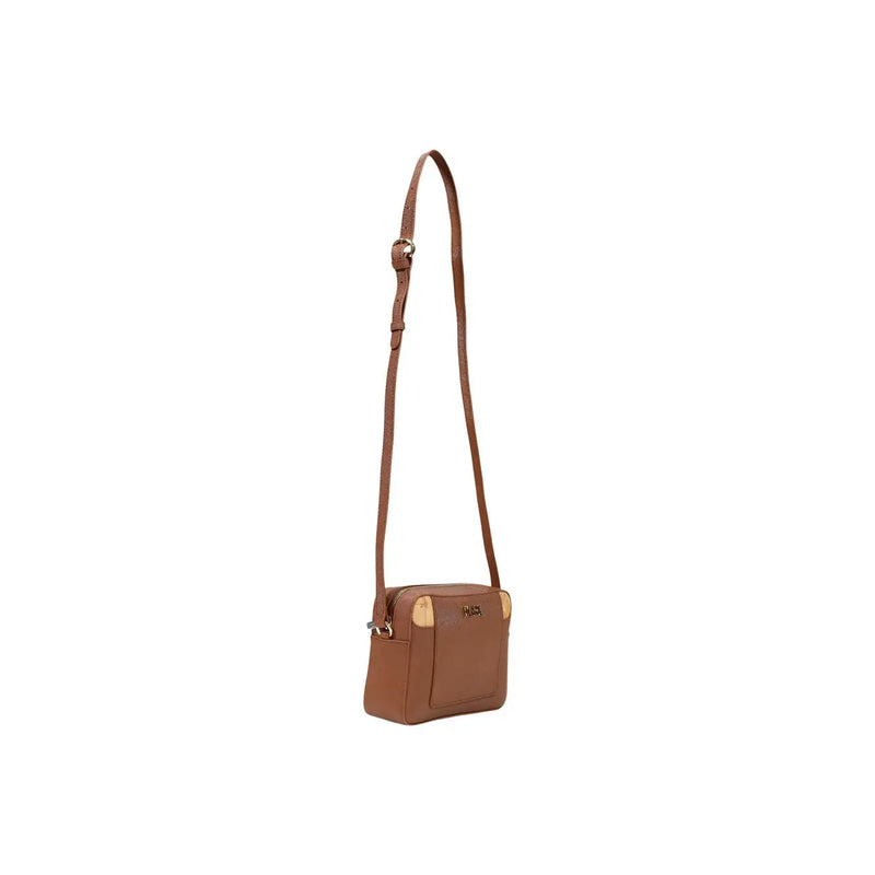 Alviero Martini Damen-Umhängetasche aus braunem Leder mit goldfarbenen Beschlägen, 21 x 16 cm, PVC-Material