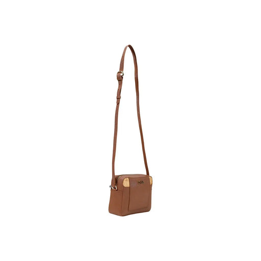Alviero Martini Damen-Umhängetasche aus braunem Leder mit goldfarbenen Beschlägen, 21 x 16 cm, PVC-Material