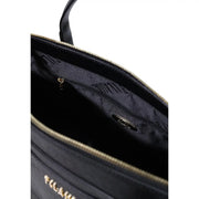 Alviero Martini women handbag black pvc tote bag with gold-tone zipper and exterior brand logo W39cm