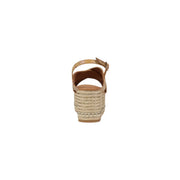 Alviero Martini women wedge shoes beige tan espadrille with woven jute heel and polyurethane ankle strap