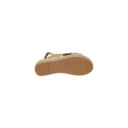 Alviero Martini women beige polyurethane espadrille wedge sandal with woven rope sole and adjustable strap