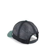 Schwarze Trucker-Cap aus Baumwollmischgewebe mit türkisfarbenem Schirm und Knopf, verziert mit einem weißen, gestickten Logo von American Needle (Herrenkappe).