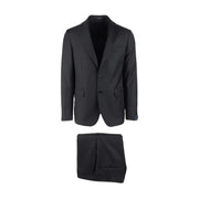 Black two-piece suit with two-button blazer and matching trousers from Angelo Nardelli