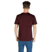 Men’s maroon short-sleeved cotton T-shirt with blue jeans, Antony Morato Bordeaux print