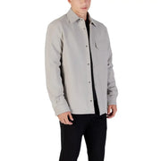 Men’s light grey long sleeve button-up collared shirt with chest pocket from Antony Morato