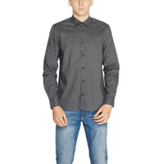 Men’s black and white patterned long-sleeve cotton shirt from Antony Morato Grey collection
