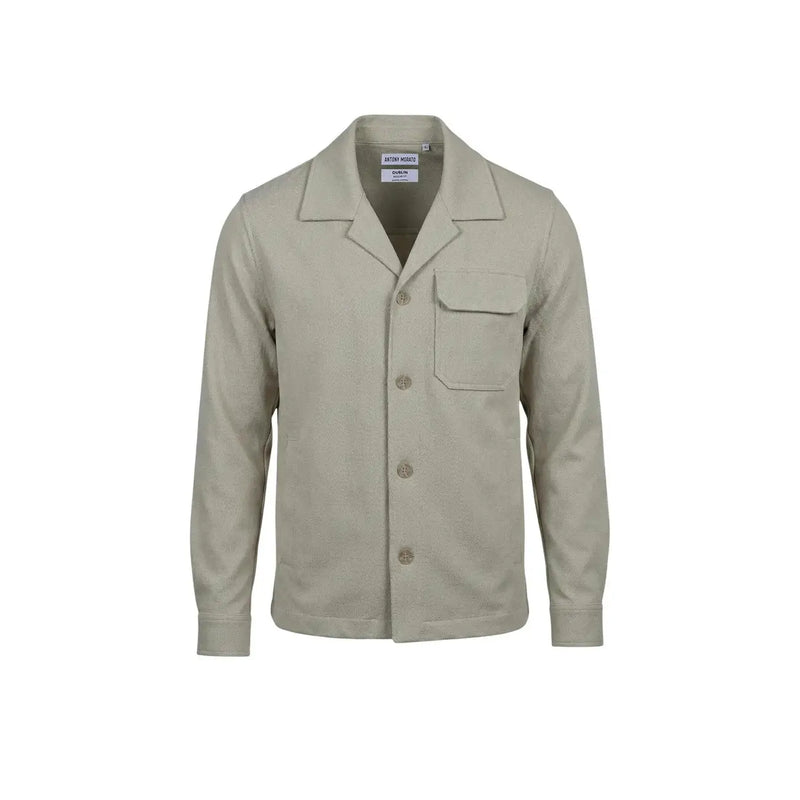 Antony Morato men beige cotton blend long-sleeved button-up shirt with collar and chest pocket for casual wear