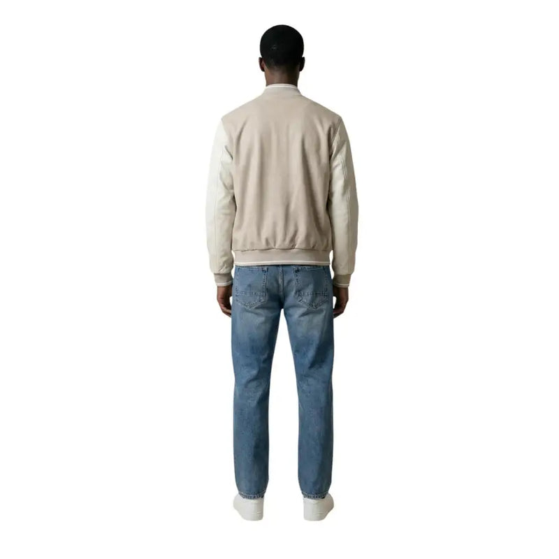 Beige-cremefarbene Lederbomberjacke mit gerippten Bündchen von antony morato Polyester-Blazer mit Reißverschluss mmfl01125