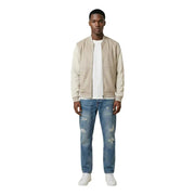 Antony Morato Beige Herren-Lederbomberjacke mit gerippten Bündchen und Saum, Polyester-Reißverschlussblazer mmfl01125