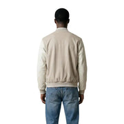 Antony Morato Herren-Bomberjacke in Beige und Creme, zweifarbig, mit Lederärmeln, Polyester-Reißverschlussblazer mmfl01125