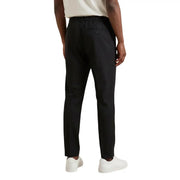 Antony morato men trousers black tailored with drawstring waistband and buttoned back pockets back side view