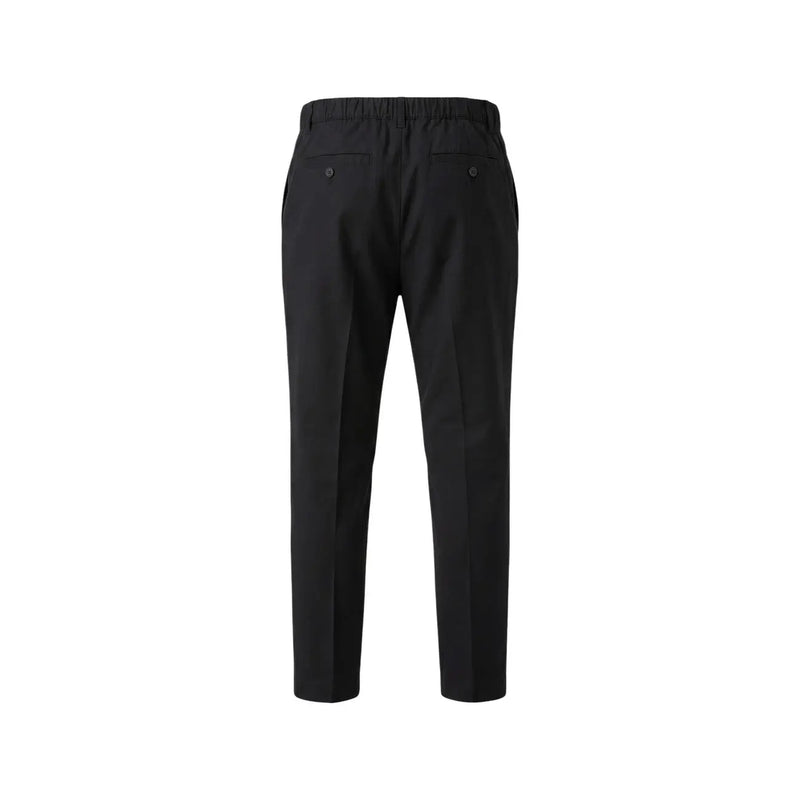 Black tailored Antony Morato men trousers with elastic waistband and two rear pockets shown from the back side
