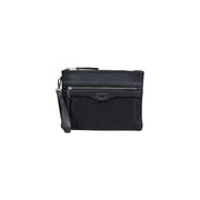 Antony Morato Schwarze Herren-Handgelenktasche aus Leder und Nylon mit zwei Reißverschlüssen und minimalistischem Design, Größe 18 x 7 x 7 cm