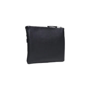 Antony Morato Schwarze Herren-Umhängetasche aus Polyamid mit Reißverschluss und strukturiertem Lederetui, Größe 18x7x7, Ansicht von vorne