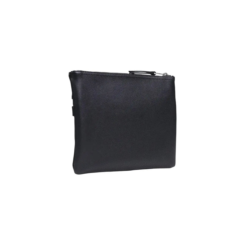 Antony Morato Schwarze Herren-Umhängetasche aus Polyamid mit Reißverschluss und strukturiertem Lederetui, Größe 18x7x7, Ansicht von vorne