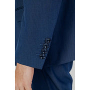Antony Morato Klassischer blauer Herrenblazer, schmal geschnitten, Viskose-Anzugjacke mit marineblauer Struktur und vier schwarzen, glänzenden Knöpfen
