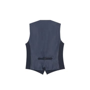 Antony Morato Ärmellose Herrenweste aus blauem Satin mit schwarzen Seiteneinsätzen und passender Gürtelschnalle an der Taille