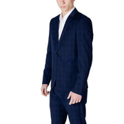 Antony Morato Herrenblazer aus blauem Polyester mit marineblauen Nadelstreifen und einem schwarzen Knopfverschluss