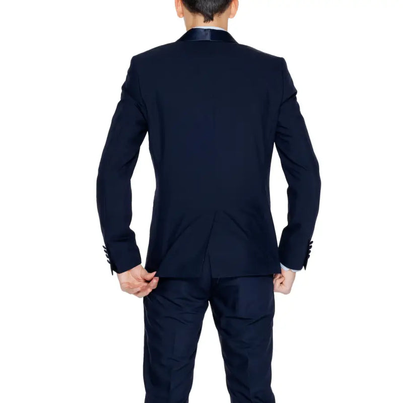 Antony Morato Herrenblazer mit blauem Reverskragen aus elegantem, marineblauem Stoff mit Satinkragen und geknöpften Manschetten.