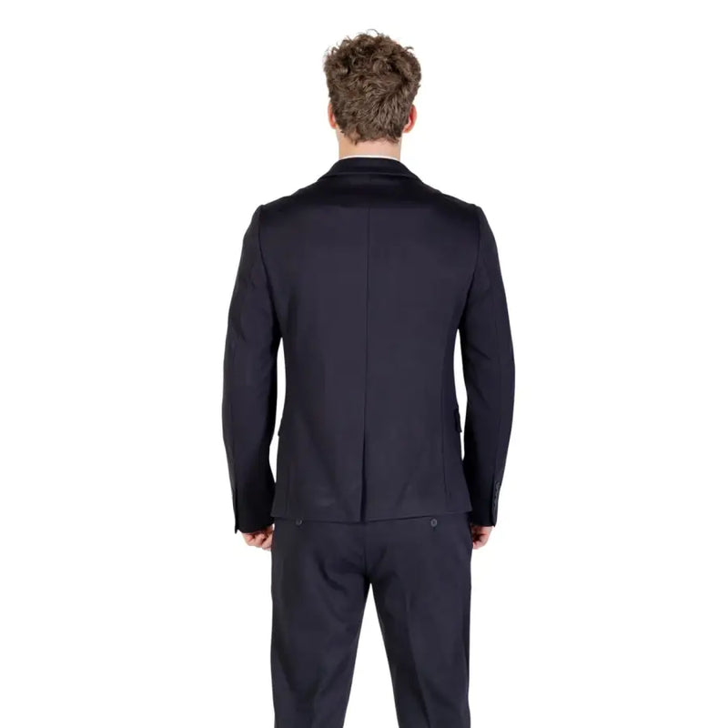 Schwarzer, taillierter Anzug mit elegantem, modernem Schnitt und dezenter Textur in Antony Morato Herrenblazer aus blauem Viskosemischgewebe mit Revers