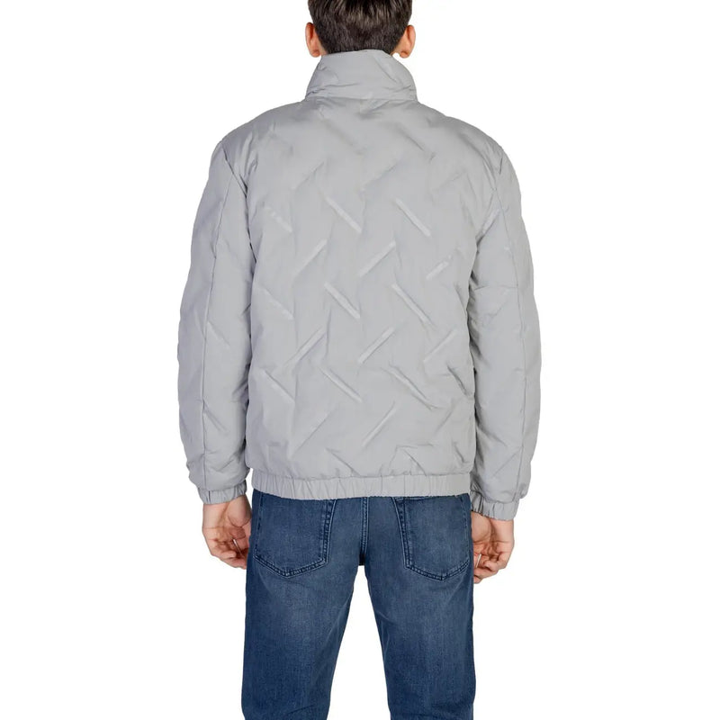 Antony Morato graue, lange Steppjacke mit Rollkragen für Herren, hohem Kragen und elastischen Bündchen
