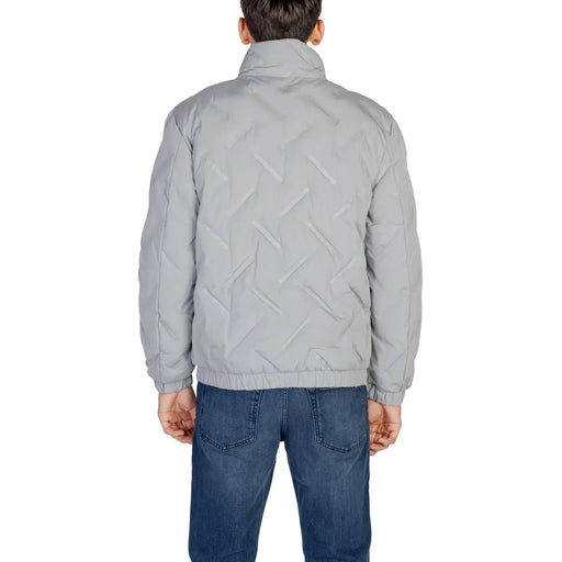 Antony Morato graue, lange Steppjacke mit Rollkragen für Herren, hohem Kragen und elastischen Bündchen