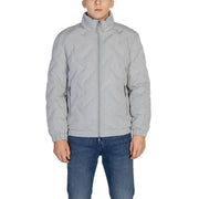 Antony morato Graue gesteppte Herren-Daunenjacke mit durchgehendem Reißverschluss und elastischen Bündchen mmco00900