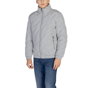 Antony Morato Graue, gesteppte Herren-Daunenjacke mit hohem Kragen und Reißverschluss aus leichtem Material