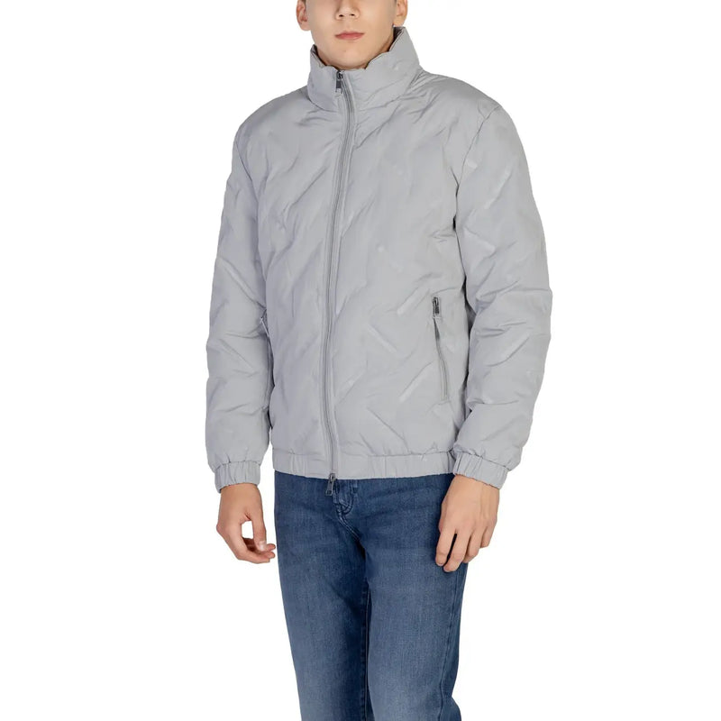 Antony Morato Graue, gesteppte Herren-Daunenjacke mit hohem Kragen und Reißverschluss aus leichtem Material