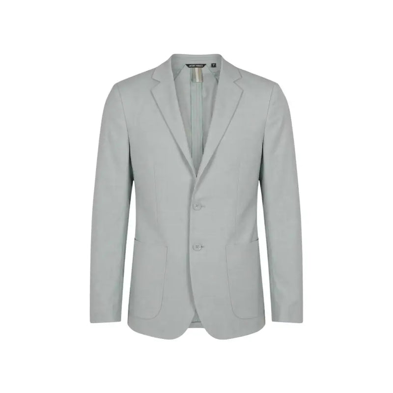 Antony Morato Grauer Herrenblazer aus Polyester mit V-Ausschnitt, klassischem Zweiknopf-Design und strukturierter Schulterpartie