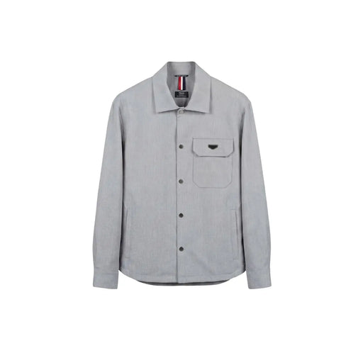 Antony Morato graues Herren-Langarmhemd mit dezenter Webstruktur und schwarzen Knöpfen im Button-Down-Stil