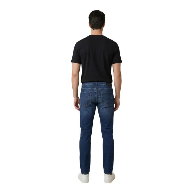 Antony morato Ozzy Herren-Jeans aus blauer Baumwolle mit schmal zulaufendem Schnitt, von hinten gesehen, mit dunkelblauem Slim-Fit-Denim und klassischen Taschen
