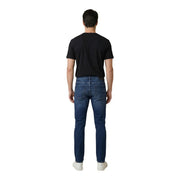 Antony morato men ozzy tapered fit blue cotton jeans shown from the back with dark blue slim fit denim and classic pockets