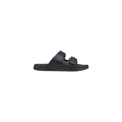 Schwarze Leder-Pantolette mit zwei verstellbaren Riemen und minimalistischem Design von Antony Morato für Männer