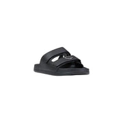 Antony Morato Schwarze Herren-Sandalen aus veganem Leder mit zwei Klettverschlüssen und silberner Metallschnalle