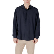 Antony Morato men shirt navy blue long-sleeved button-up with classic collar and subtle fabric texture