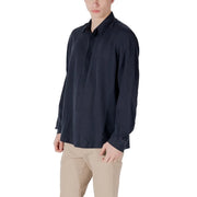 Antony Morato men shirt in dark navy with a sleek button-down design and crisp collar with subtle sheen